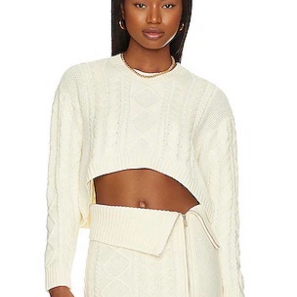 Camila Coelho Ivory Cable Knit Sweater